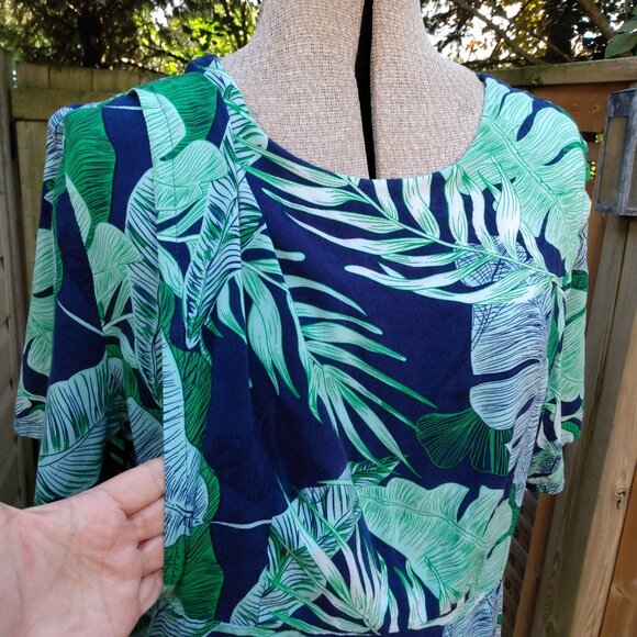 Amish Mennonite Cape Dress 42" Bust 38" Waist Rayon Blue Green Handmade Modest - Picture 6 of 10